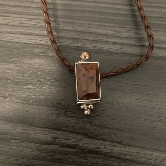 Brown and Mexican 925 Silver Pendant Necklace - Picture 1 of 3